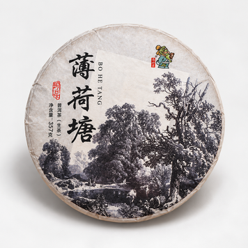 Витриманий колекційний Шен Пуер з гір Іу Yiwu Sheng Puer Bo He Tang &laquo;М'ятний ставок&raquo; від Король Чайного Дерева 2014 рік 357г, Китай id_12739 фото