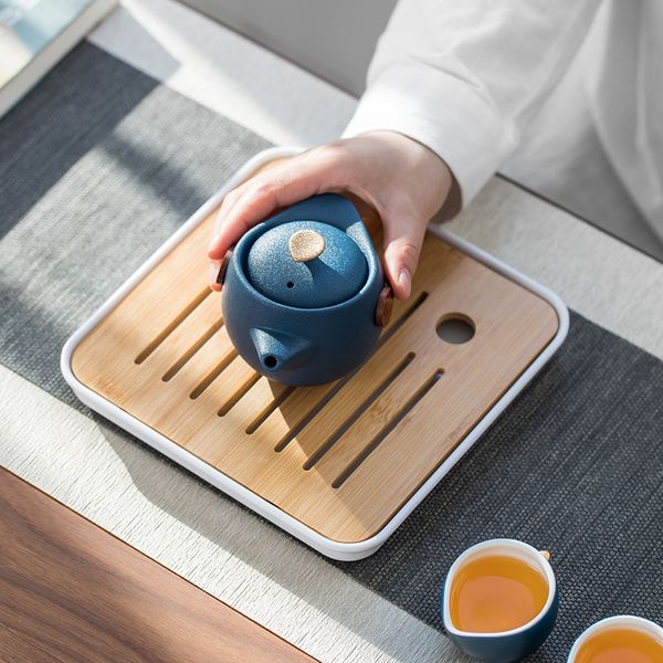 Чабань бамбукова (столик) для чайної церемоніі з Білим піддоном 20х20х2,5см, Китай id_3724 фото