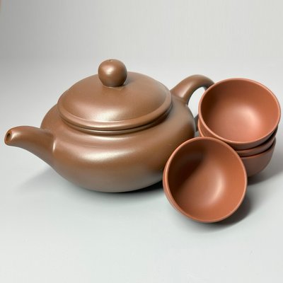 Автентичний китайський чайник 500 мл та 4 піали по 55мл з ісинської глини темний id_8849 фото