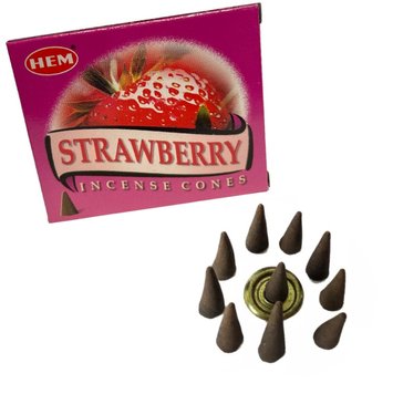 Ароматичні конуси HEM Strawberry з ароматом стиглої сунички 10шт. Індія id_9742 фото