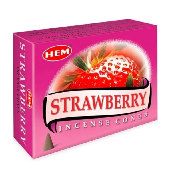 Ароматичні конуси HEM Strawberry з ароматом стиглої сунички 10шт. Індія id_9742 фото