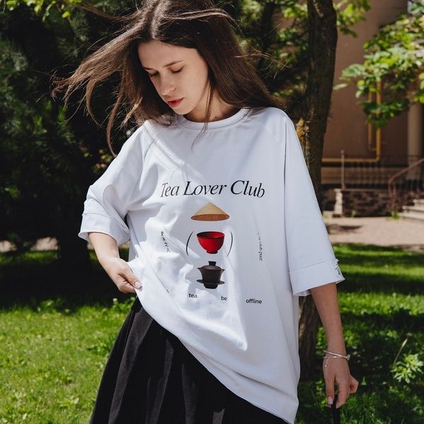 Футболка біла Tea Lover Club Puer розмір S id_12485 фото
