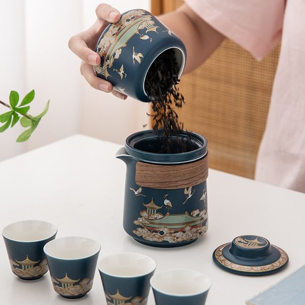 Дорожній набір посуду "Піднебесна пагода, що приносить зцілення" для чайної церемонії та медитації id_9356 фото