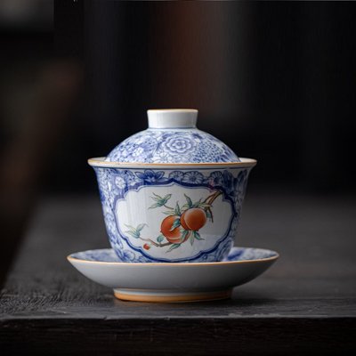 Гайвань порцелянова ручної роботи з кришечкою Персик Бесмерття 150 мл. Китай id_8808 фото