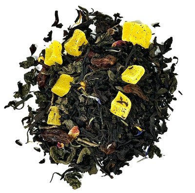 Натуральний чай Ніч Клеопатри: Купаж чорного та зеленого чаїв з ананасом, папаєю та квітами 50г id_9668 фото