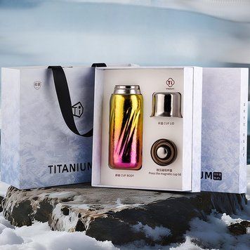 Преміальний титановий гіпоалергенний Термос з магнітною кришкою Titanium Pink Ice 350 мл id_12338 фото