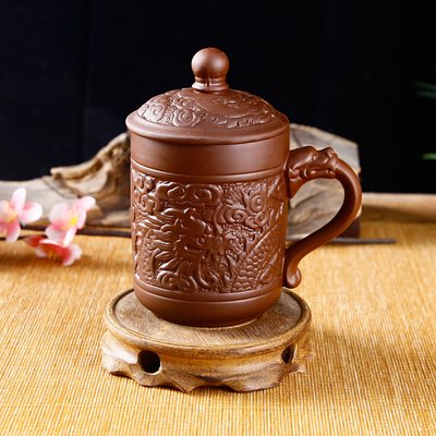 Чашка з ісинської глини ручної роботи Дракон та Фенікс, символ багатства, щастя та удачі 350мл. Китай id_9674 фото