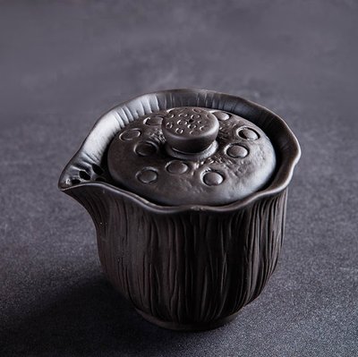 Чахай з ісинської глини ручної роботи з металевим фільтром Пурпуровий Лотос 160мл. Китай id_9676 фото
