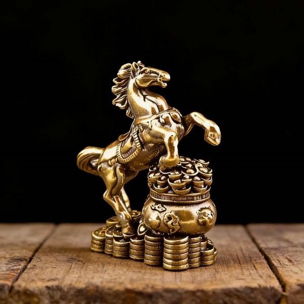 Чайная фигурка Императорский конь с чашей сокровищ - дарит Силу, Успех и Богатство латунь художественное литье id_12173 фото