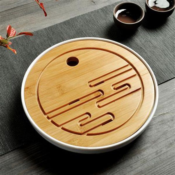 Бамбукова чабань "Водна гладь" для чайної церемонії з білим піддоном, Китай id_979 фото